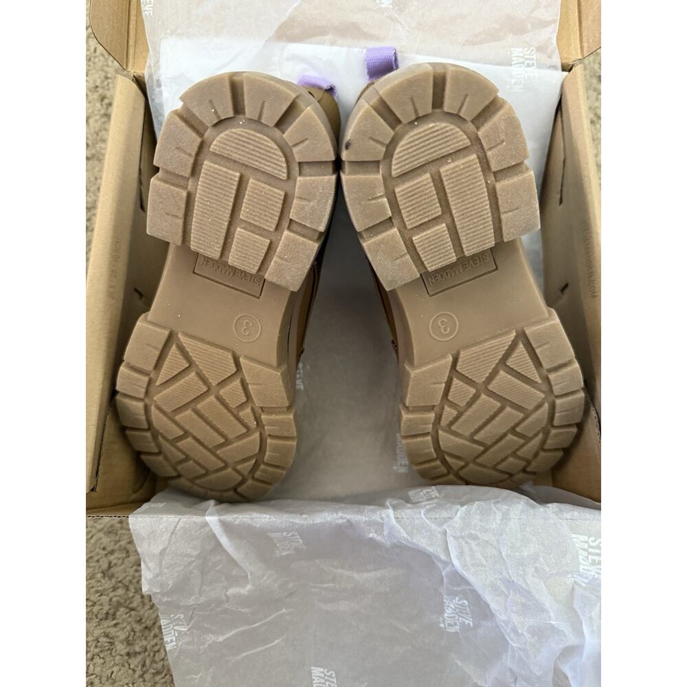 Steve Madden Kids Tan Cognac JHuckle Zipper Lace Up Girls’ Combat Boots Size 3 - Picture 8 of 10